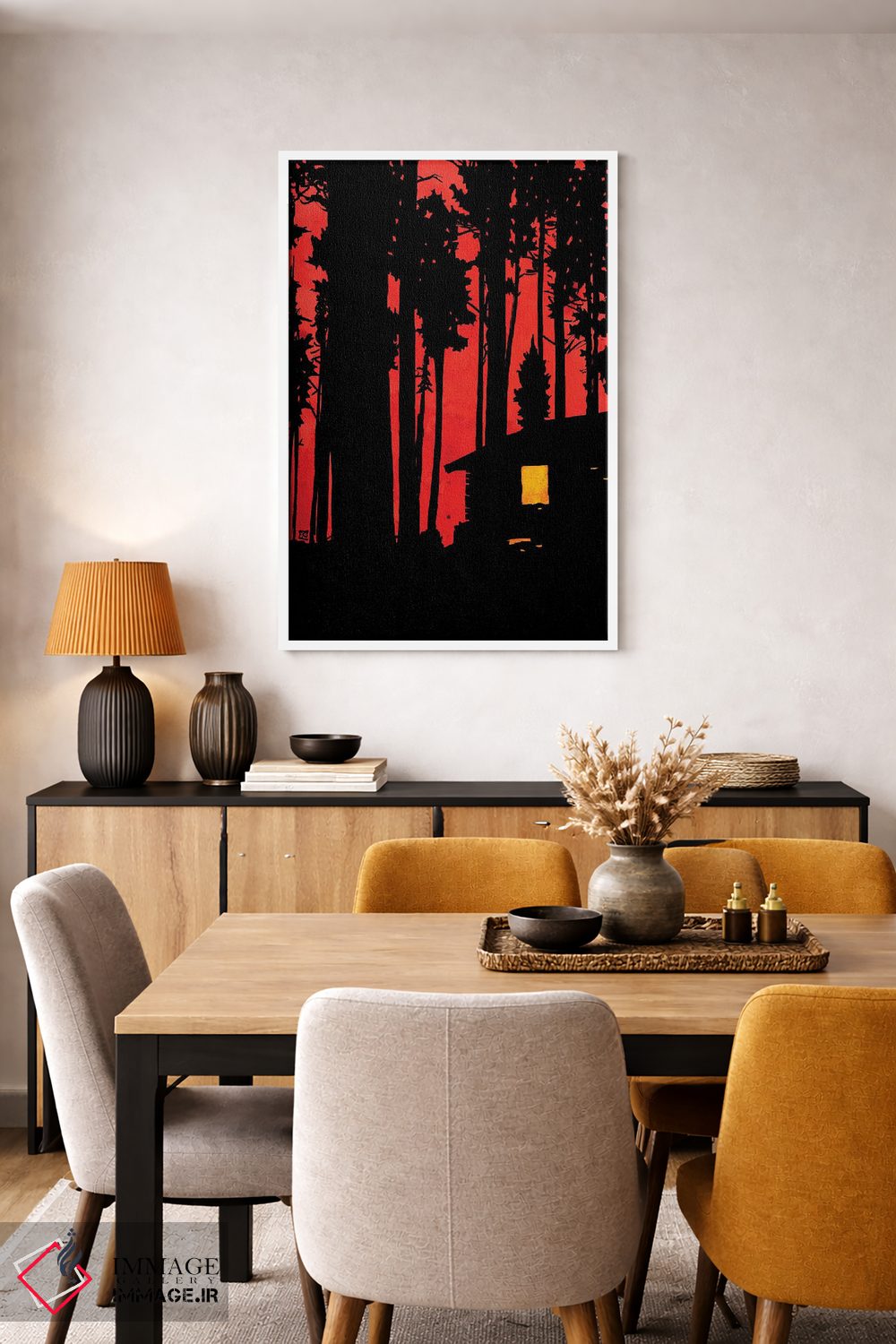 تابلو مینیمال کلبه در جنگل اثر جوزپه کریستیانو - D5W