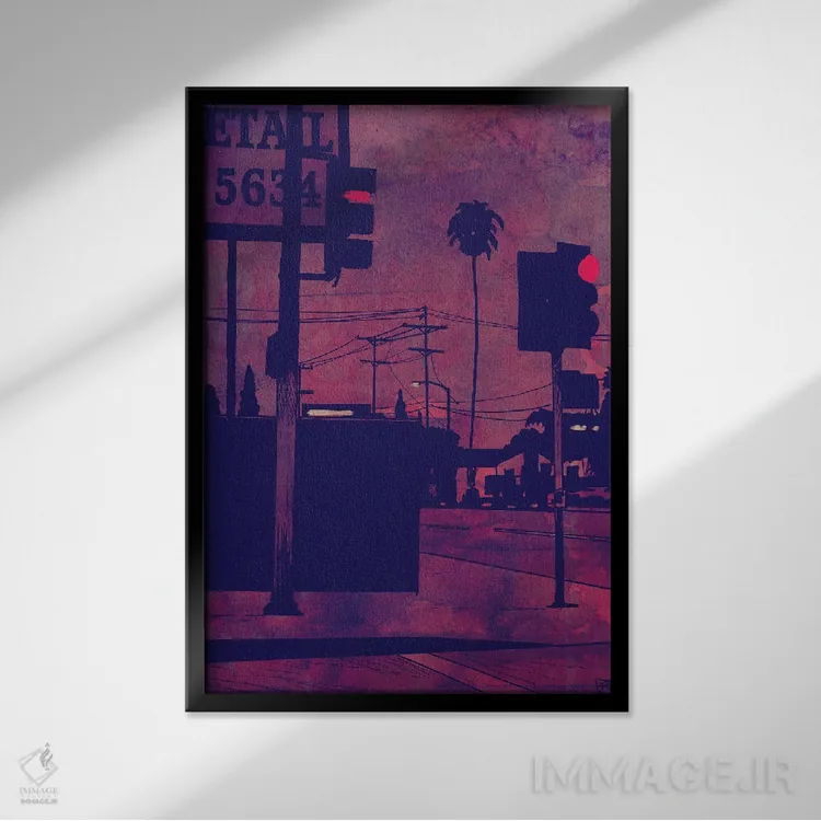 تابلو مینیمال گوشه خیابان اثر جوزپه کریستیانو - نمای قابدار مشکی