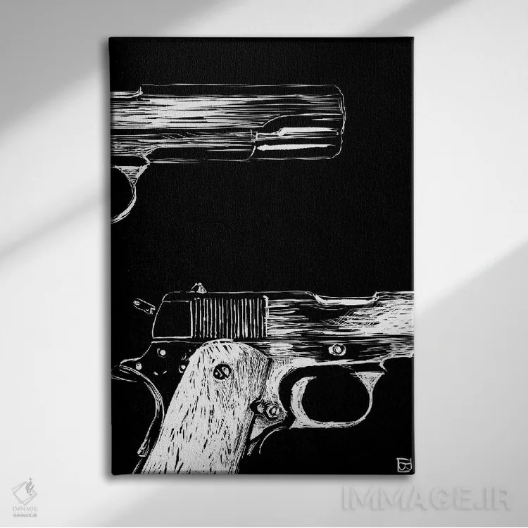 تابلو مینیمال اکشن به سبک پالپ ۲ اثر جوزپه کریستیانو - نمای روبهرو روی دیوار