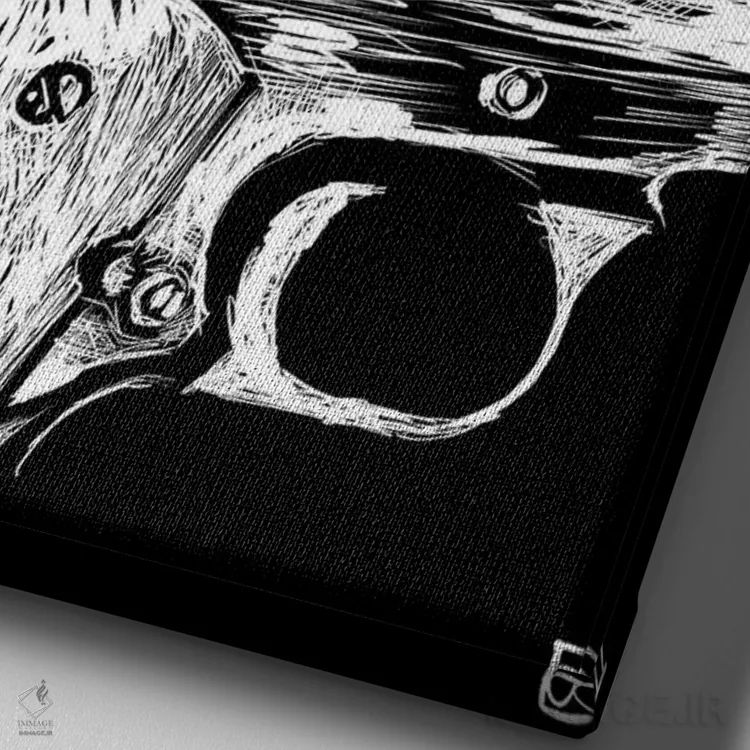 تابلو مینیمال اکشن به سبک پالپ ۲ اثر جوزپه کریستیانو - نمای نزدیک بافت بوم