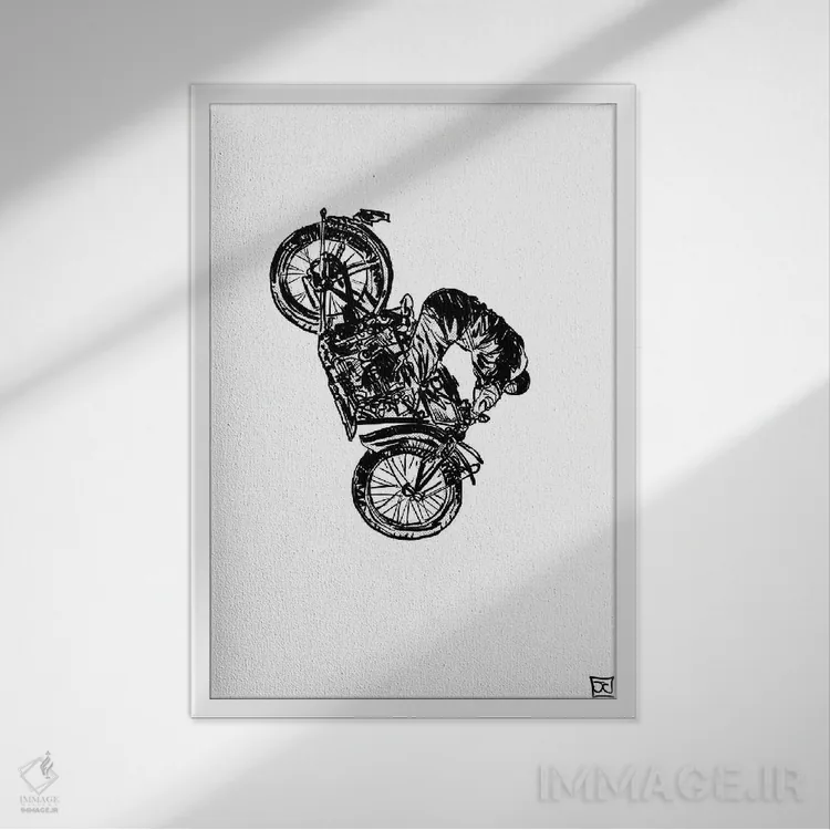 تابلو مینیمال حرکت نمایشی اثر جوزپه کریستیانو - نمای قابدار سفید