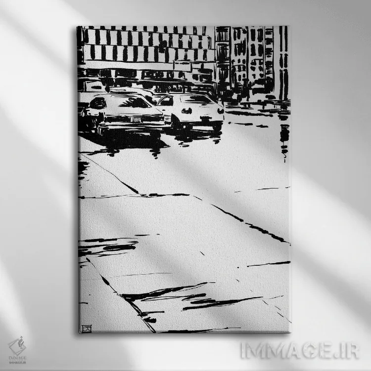 تابلو مینیمال باران می بارد اثر جوزپه کریستیانو - نمای روبهرو روی دیوار