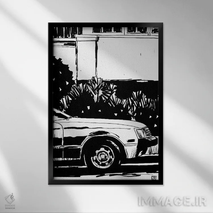 تابلو مینیمال پارک شده اثر جوزپه کریستیانو - نمای قابدار مشکی