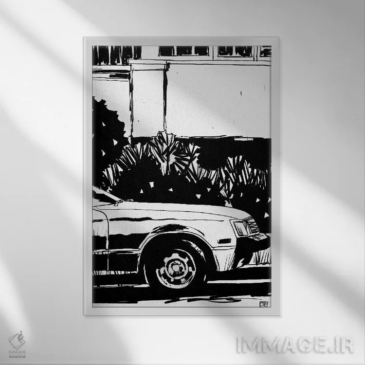 تابلو مینیمال پارک شده اثر جوزپه کریستیانو - نمای قابدار سفید