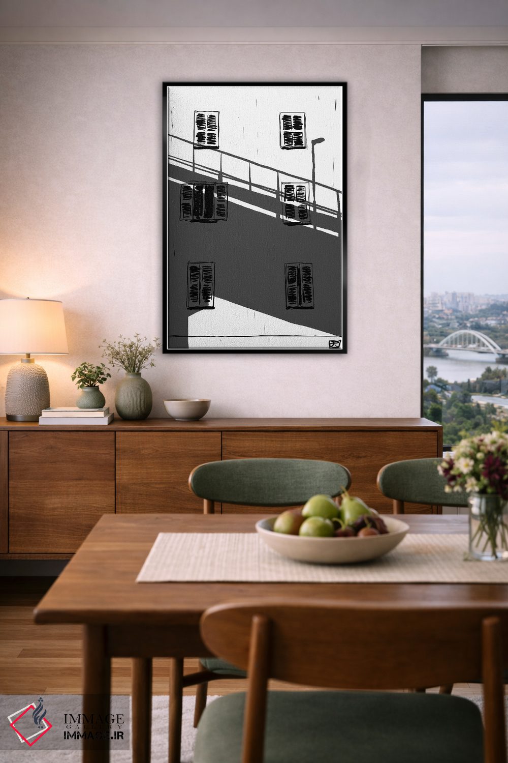 تابلو مینیمال سایه روی ساختمان اثر جوزپه کریستیانو - D6B