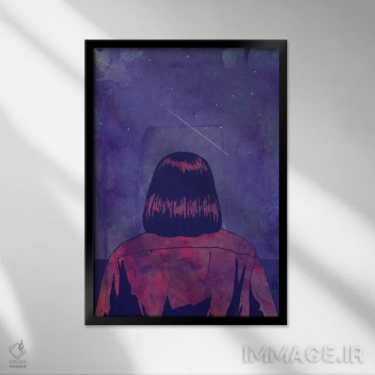 تابلو مینیمال ستاره در حال سقوط اثر جوزپه کریستیانو - نمای قابدار مشکی