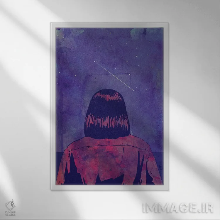 تابلو مینیمال ستاره در حال سقوط اثر جوزپه کریستیانو - نمای قابدار سفید