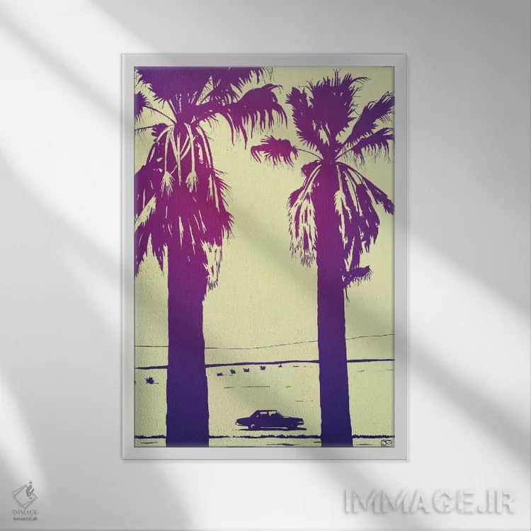 تابلو دکوراتیو نخل ها اثر جوزپه کریستیانو - نمای قابدار سفید