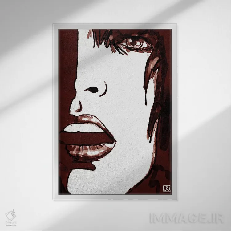 تابلو دکوراتیو نگاه خیره در قرمز اثر جوزپه کریستیانو - نمای قابدار سفید