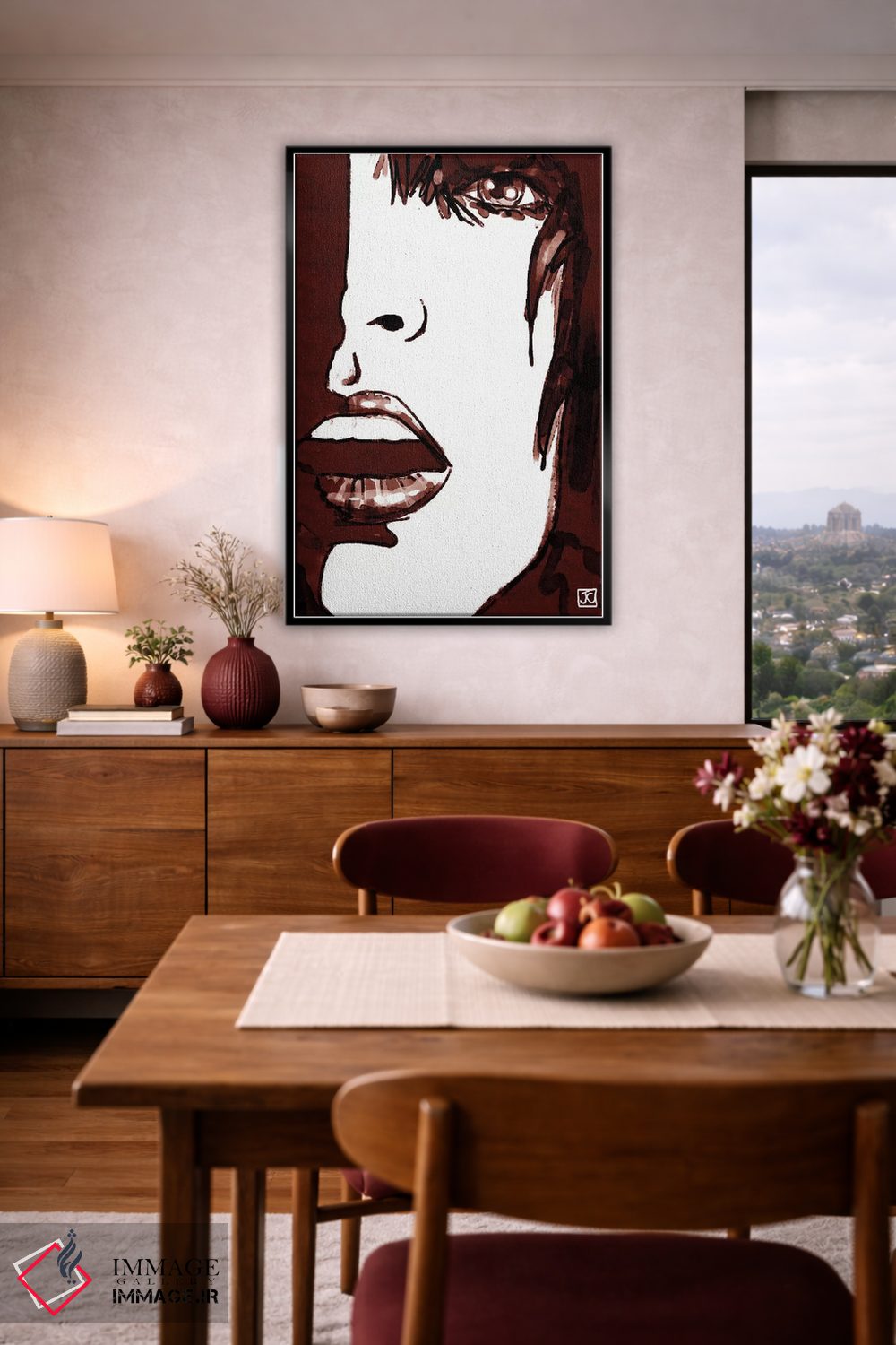 تابلو دکوراتیو نگاه خیره در قرمز اثر جوزپه کریستیانو - D5B