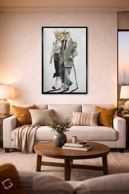 تابلو دکوراتیو زوج پیر در حال قدم زدن اثر جیمز کوتز - D2B