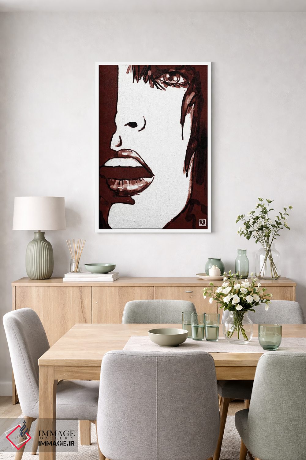 تابلو دکوراتیو نگاه خیره در قرمز اثر جوزپه کریستیانو - D6W