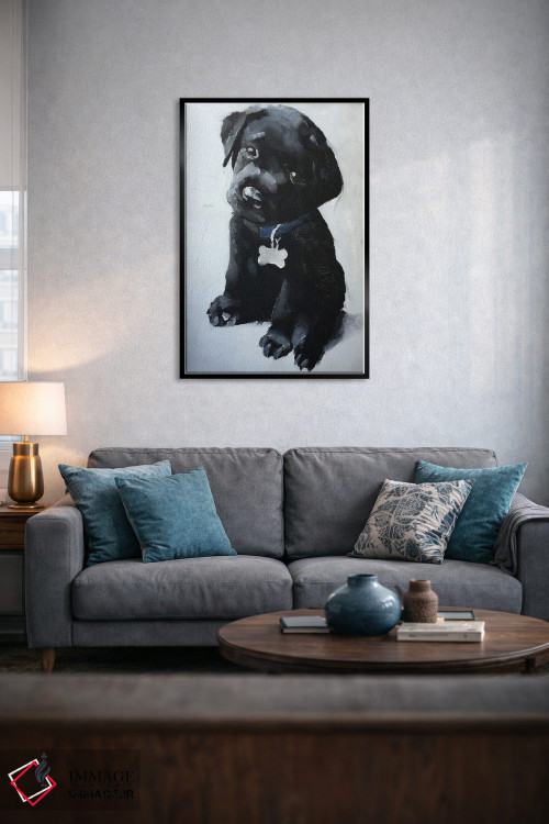 تابلو دکوراتیو توله سگ لابرادور سیاه اثر جیمز کوتز - D4B