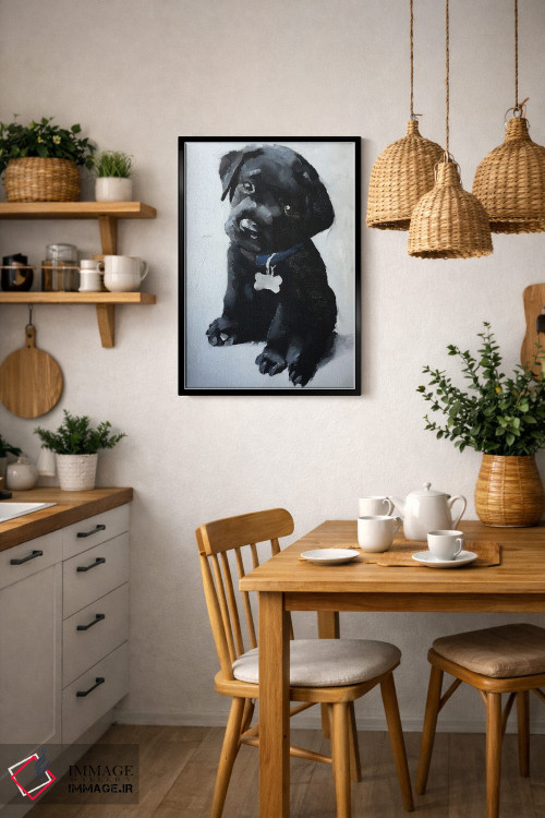 تابلو دکوراتیو توله سگ لابرادور سیاه اثر جیمز کوتز - D6B