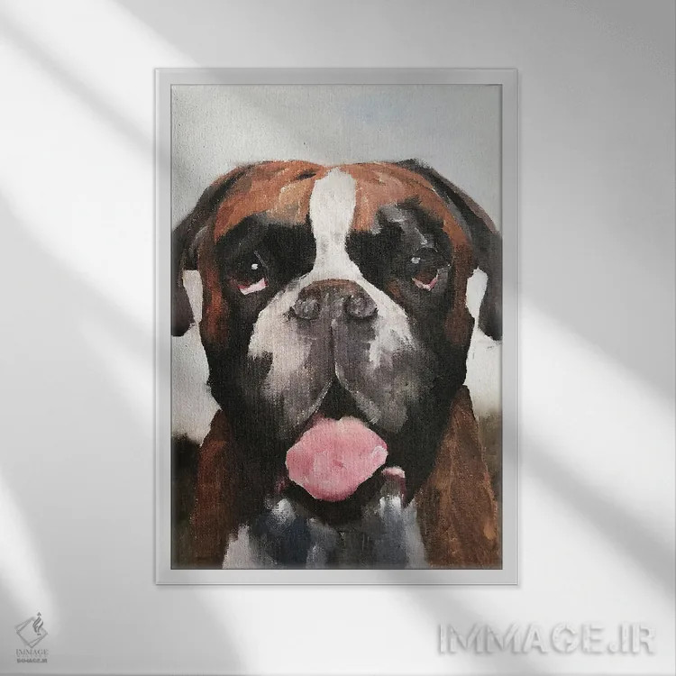 تابلو دکوراتیو سگ بوکسر اثر جیمز کوتز - نمای قابدار سفید