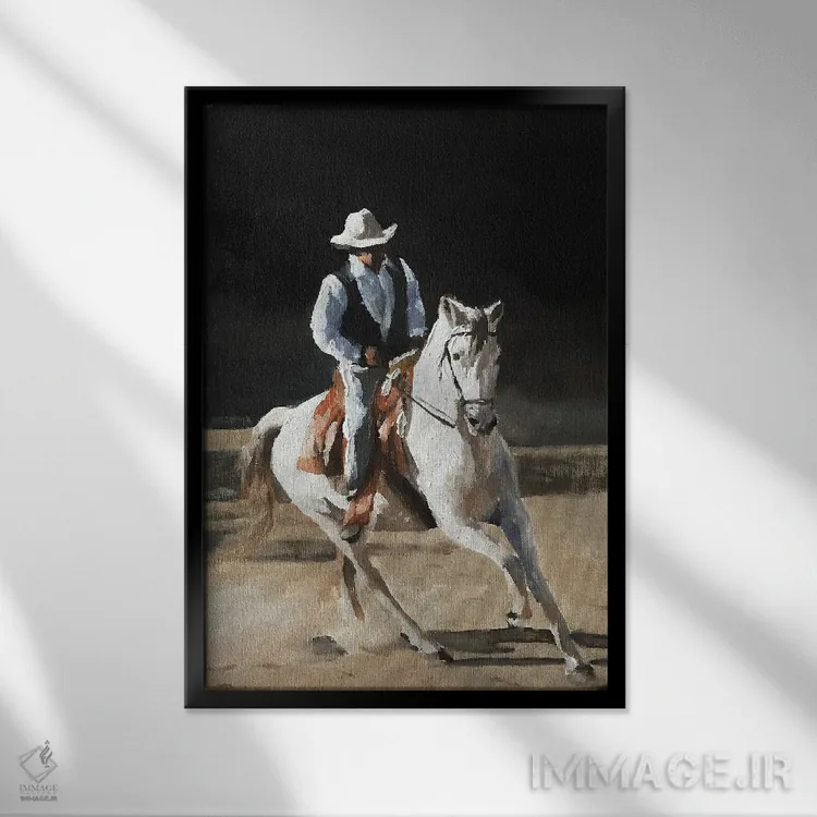 تابلو دکوراتیو کابوی اثر جیمز کوتز - نمای قابدار مشکی