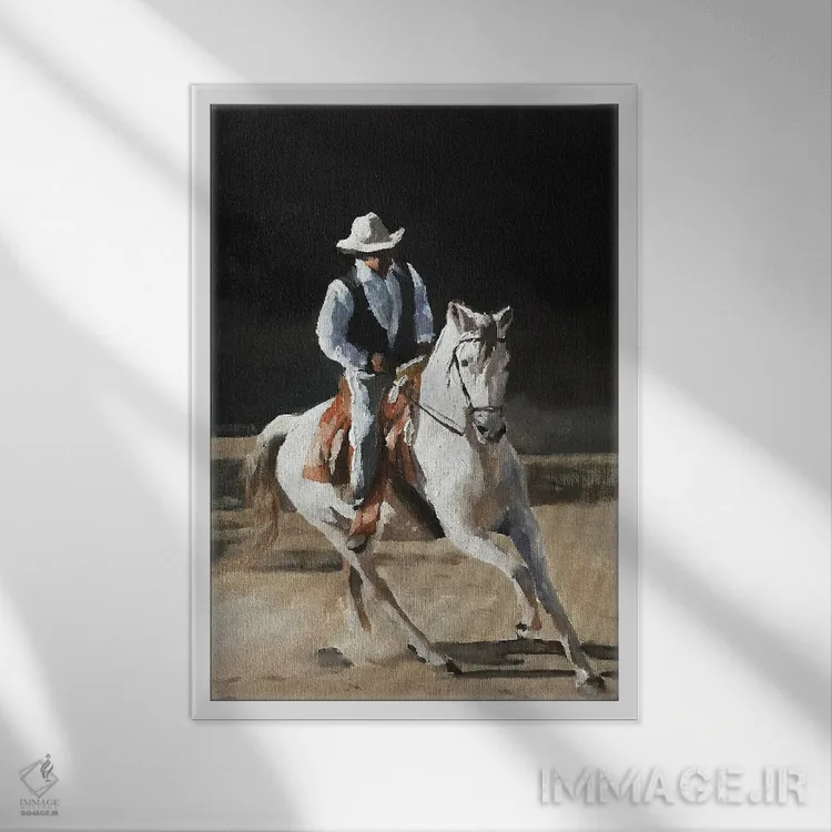 تابلو دکوراتیو کابوی اثر جیمز کوتز - نمای قابدار سفید