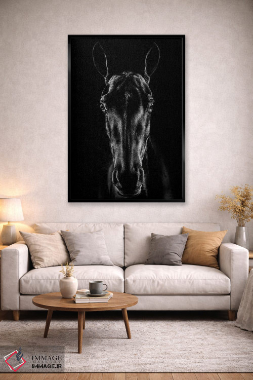 تابلو دکوراتیو اسب در فضای نوآر اثر جکسون کاروالیو - D3B