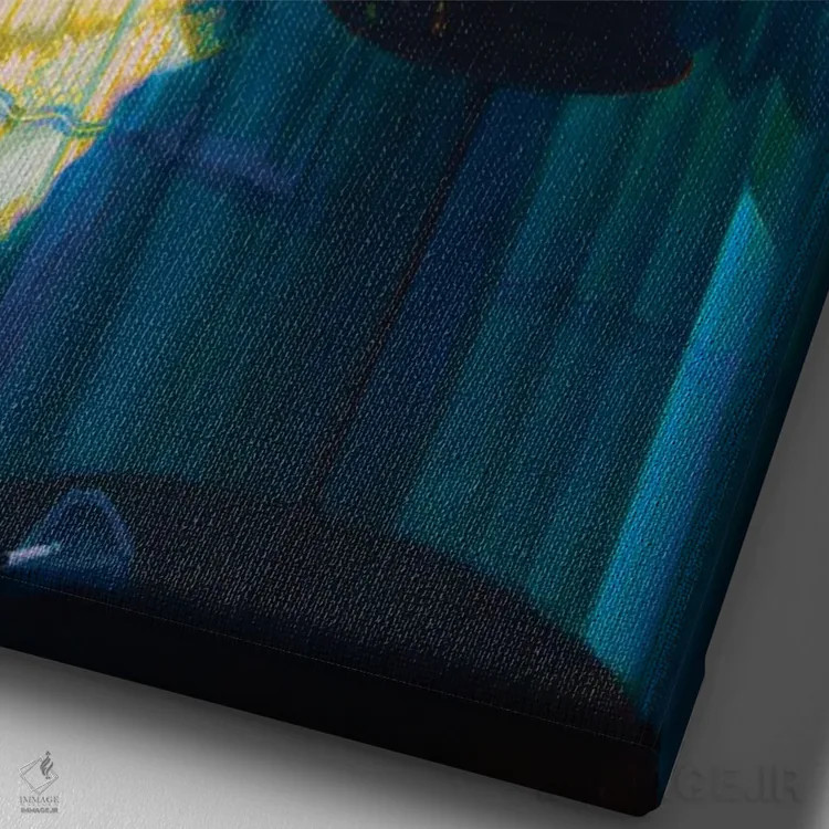 تابلو دکوراتیو طبیعت بی جان در پنجره روسپی خانه اثر جف کارپنتر - نمای نزدیک بافت بوم