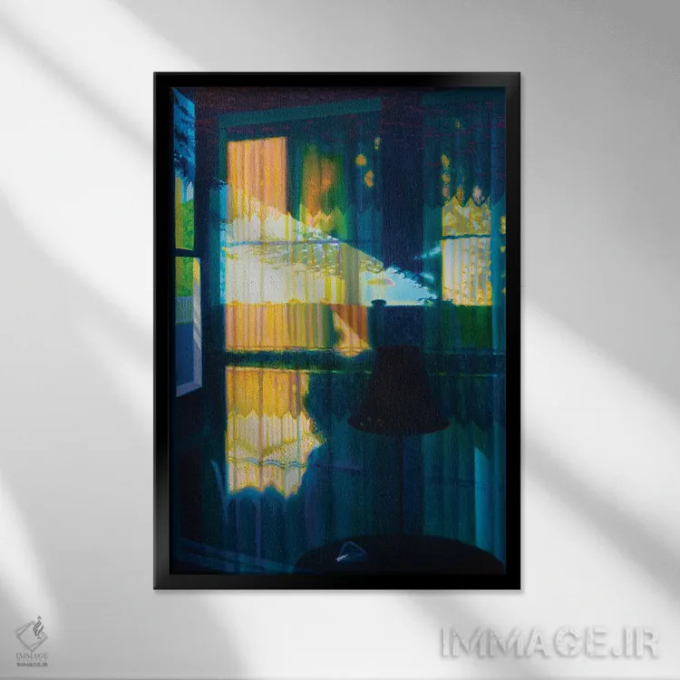 تابلو دکوراتیو طبیعت بی جان در پنجره روسپی خانه اثر جف کارپنتر - نمای قابدار مشکی