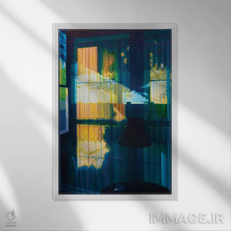 تابلو دکوراتیو طبیعت بی جان در پنجره روسپی خانه اثر جف کارپنتر - نمای قابدار سفید