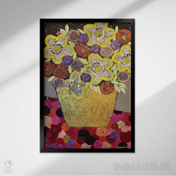تابلو دکوراتیو Smell The Roses,ادامه بده، گل های رز را بو کن اثر جسیکا وود - نمای قابدار مشکی