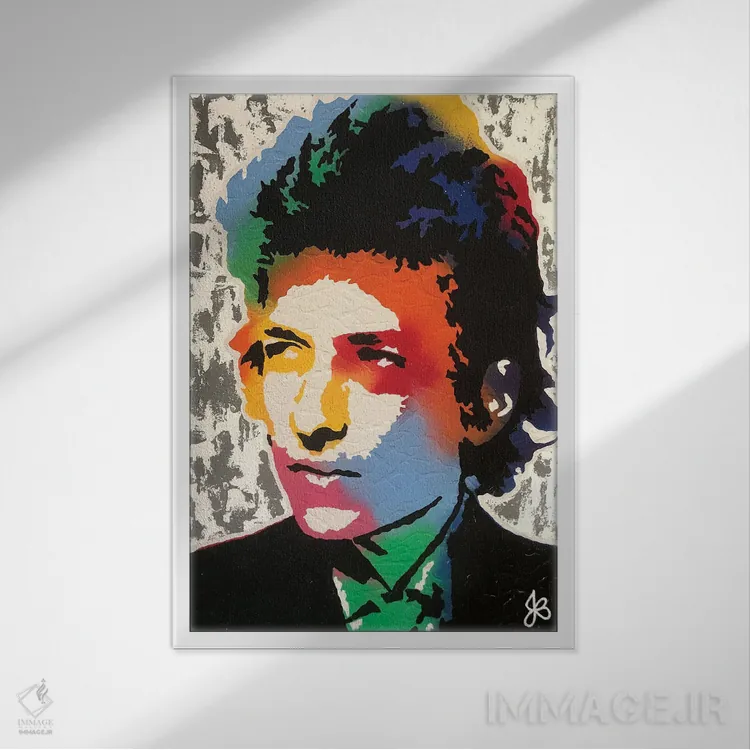 تابلو دکوراتیو باب دیلن اثر جرد بومن - نمای قابدار سفید