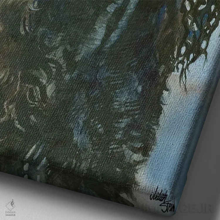 تابلو دکوراتیو کلاغ اثر جودیت استاین - نمای نزدیک بافت بوم