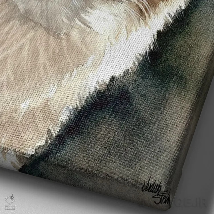تابلو دکوراتیو ولش کورگی اثر جودیت استاین - نمای نزدیک بافت بوم