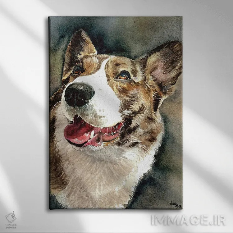 تابلو دکوراتیو ولش کورگی اثر جودیت استاین - نمای روبهرو روی دیوار