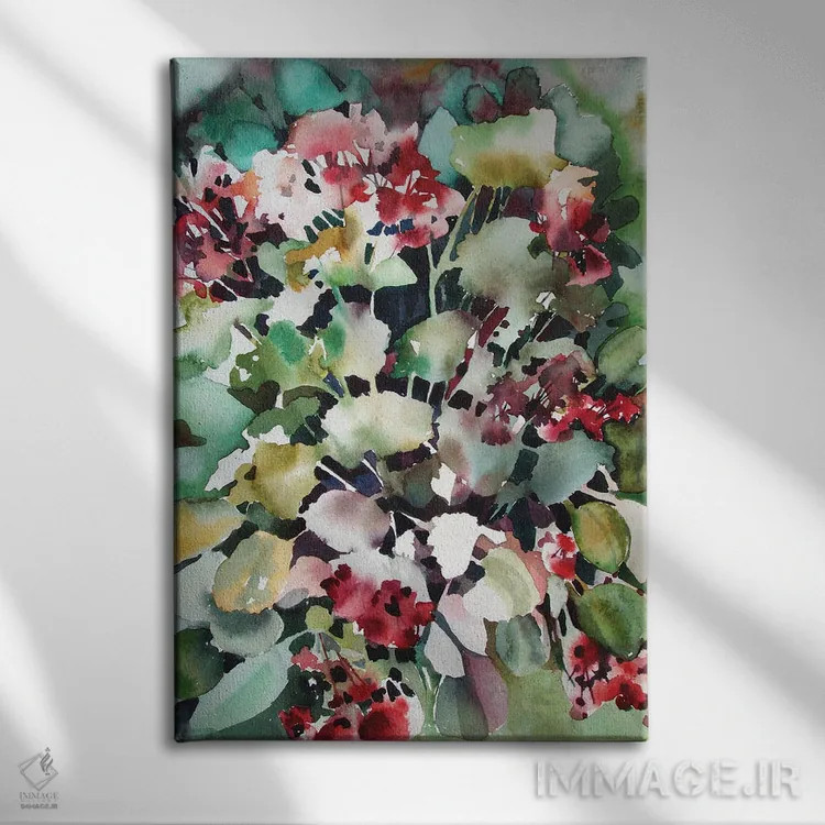 تابلو دکوراتیو شمعدانی ها اثر جودیت استاین - نمای روبهرو روی دیوار