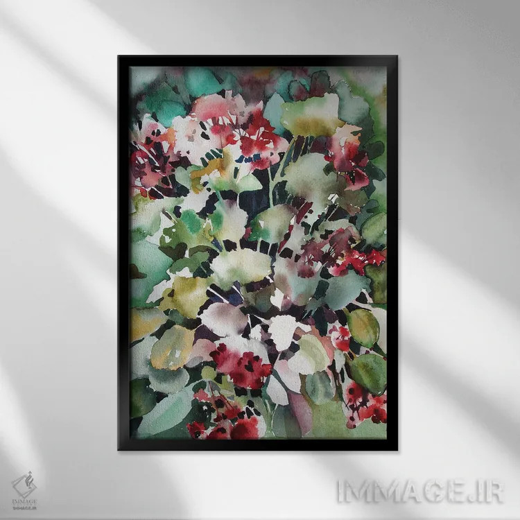 تابلو دکوراتیو شمعدانی ها اثر جودیت استاین - نمای قابدار مشکی