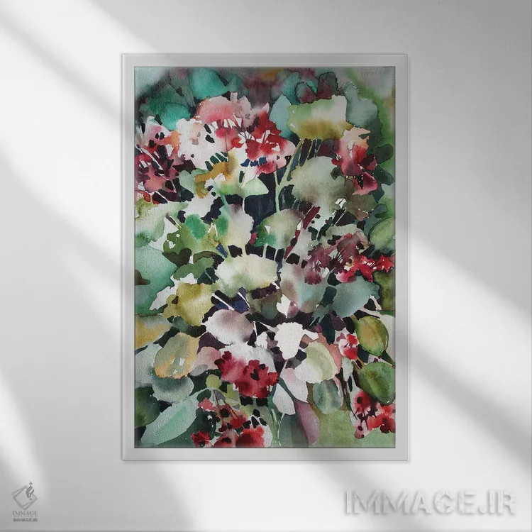 تابلو دکوراتیو شمعدانی ها اثر جودیت استاین - نمای قابدار سفید