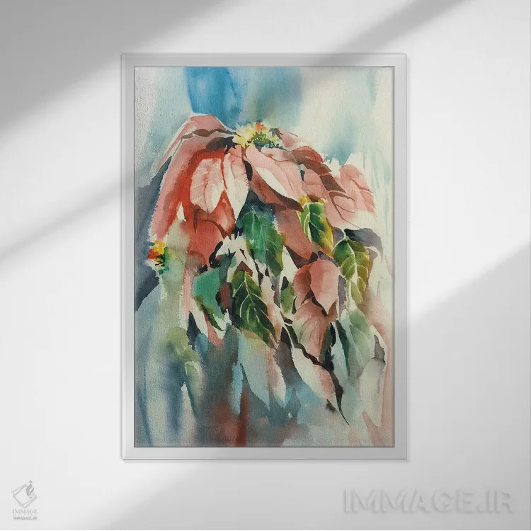 تابلو دکوراتیو پوینستیا اثر جودیت استاین - نمای قابدار سفید