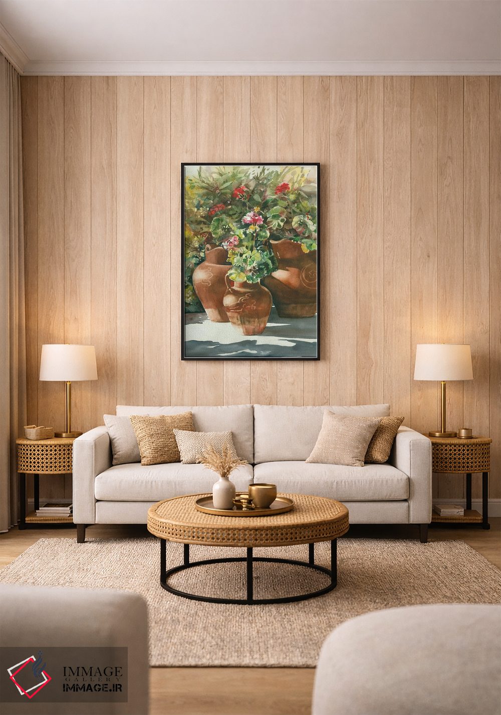 تابلو دکوراتیو گل ها در گلدان های سفالی اثر جودیت استاین - D1B