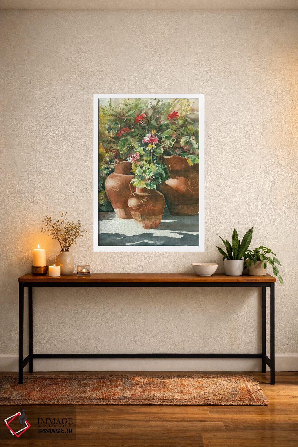 تابلو دکوراتیو گل ها در گلدان های سفالی اثر جودیت استاین - D3W