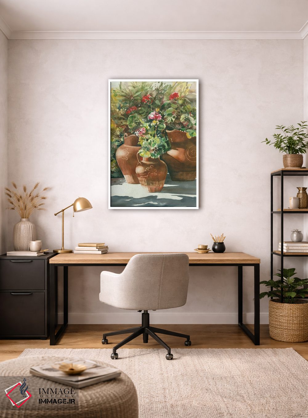 تابلو دکوراتیو گل ها در گلدان های سفالی اثر جودیت استاین - D2W