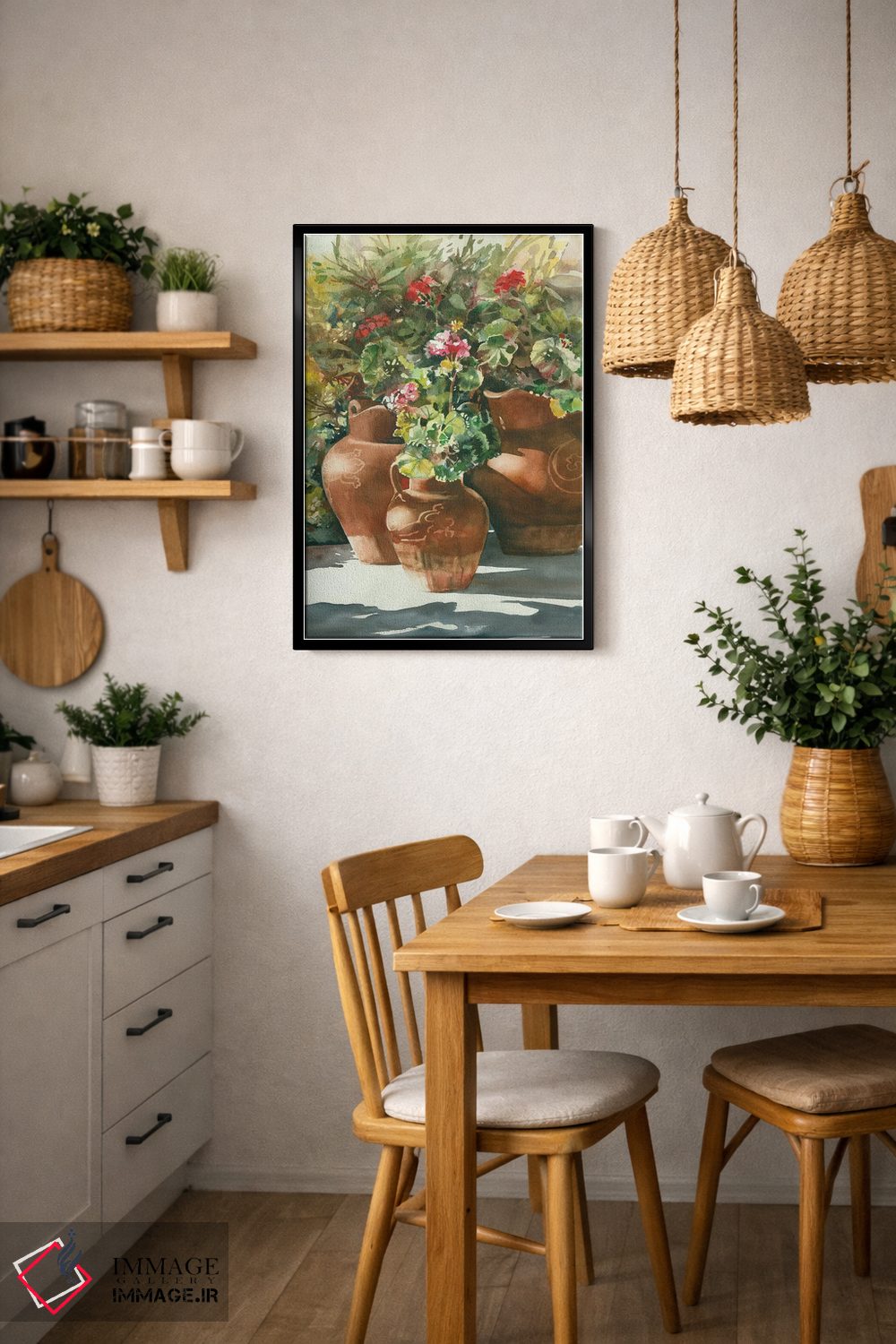تابلو دکوراتیو گل ها در گلدان های سفالی اثر جودیت استاین - D6B