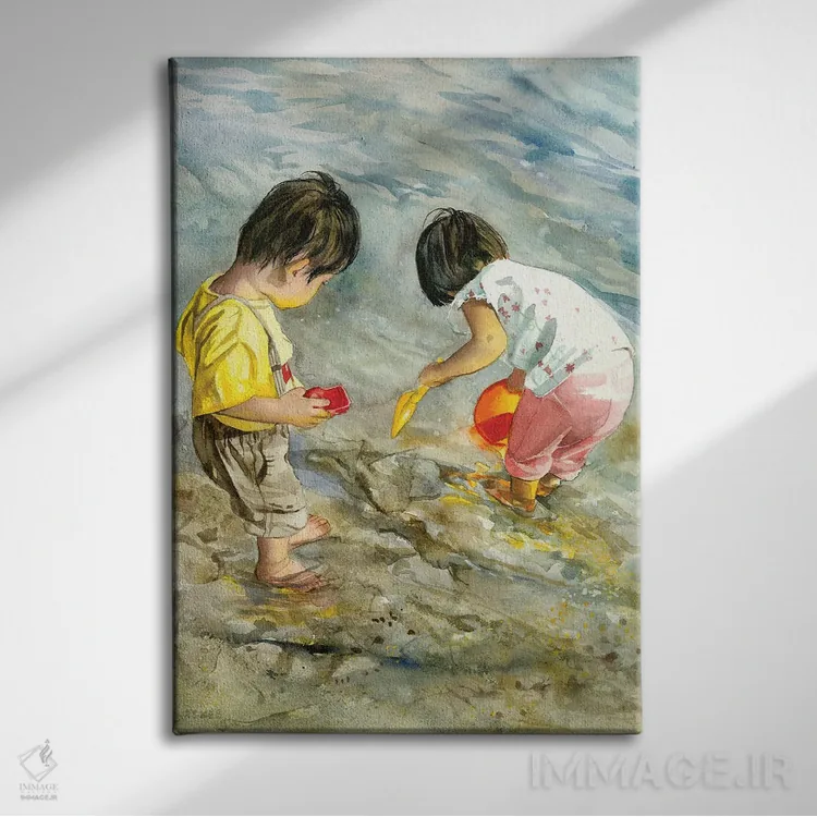 تابلو دکوراتیو جست وجوی خط ساحلی اثر جودیت استاین - نمای روبهرو روی دیوار