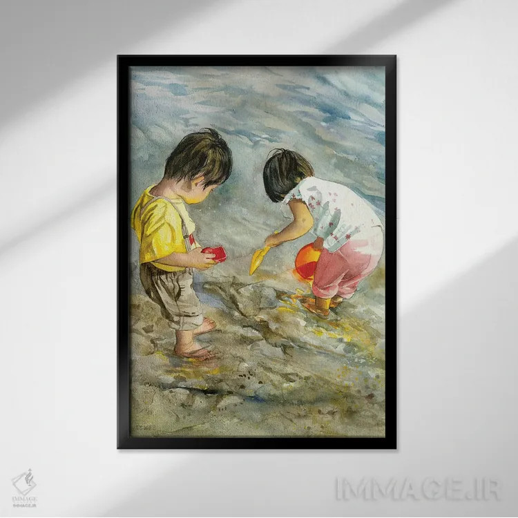 تابلو دکوراتیو جست وجوی خط ساحلی اثر جودیت استاین - نمای قابدار مشکی