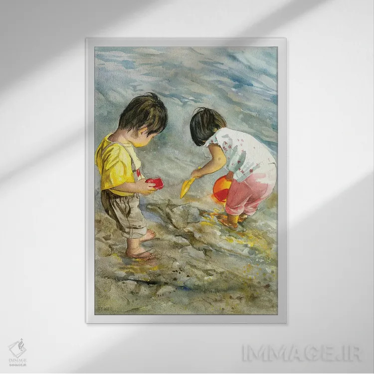 تابلو دکوراتیو جست وجوی خط ساحلی اثر جودیت استاین - نمای قابدار سفید