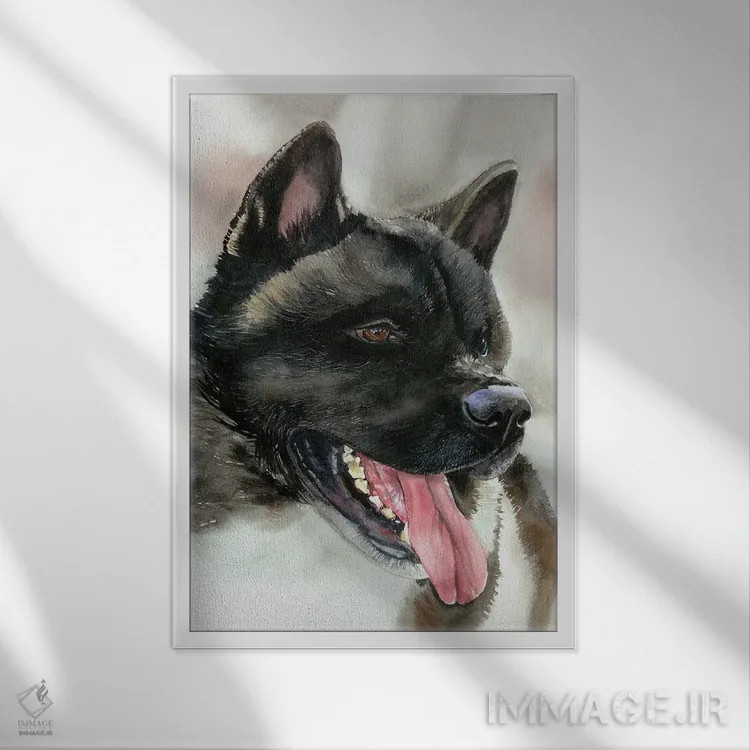 تابلو دکوراتیو آکیتا اینو اثر جودیت استاین - نمای قابدار سفید