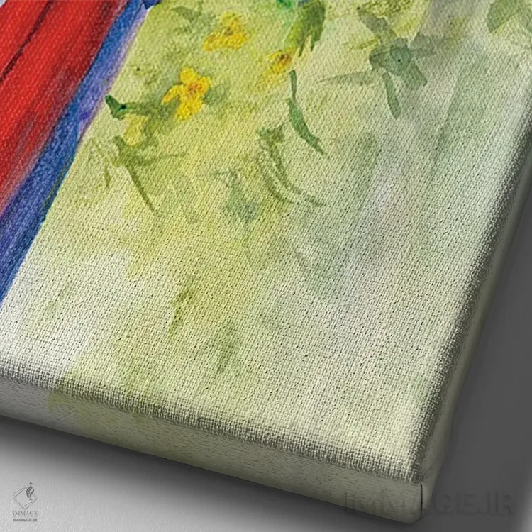 تابلو دکوراتیو ماکائوی سرخ اثر جودیت استاین - نمای نزدیک بافت بوم