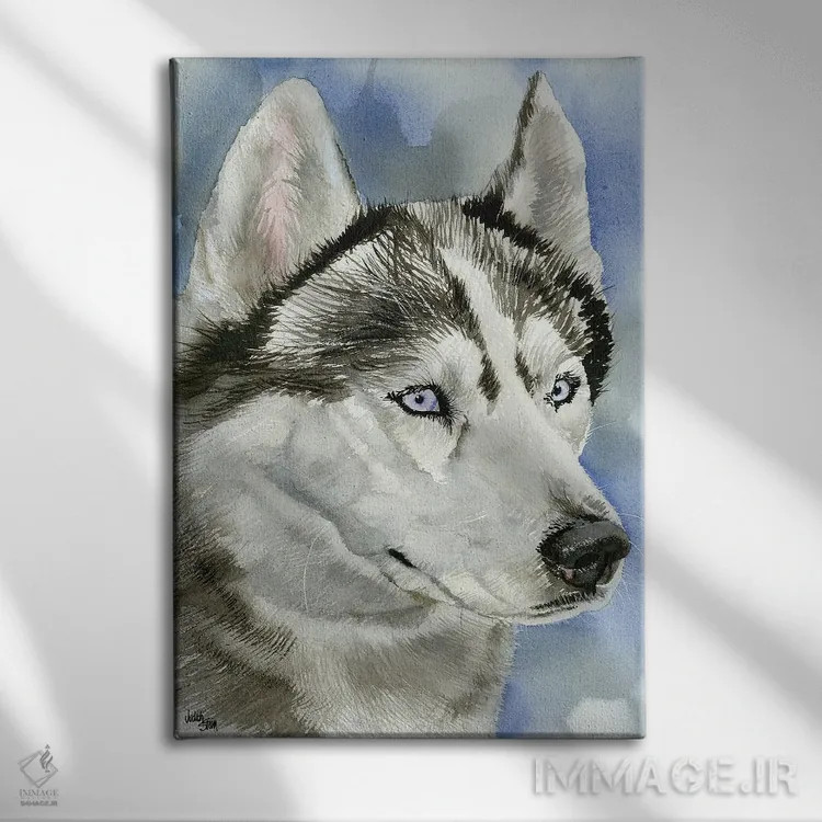 تابلو دکوراتیو آبی یخی اثر جودیت استاین - نمای روبهرو روی دیوار