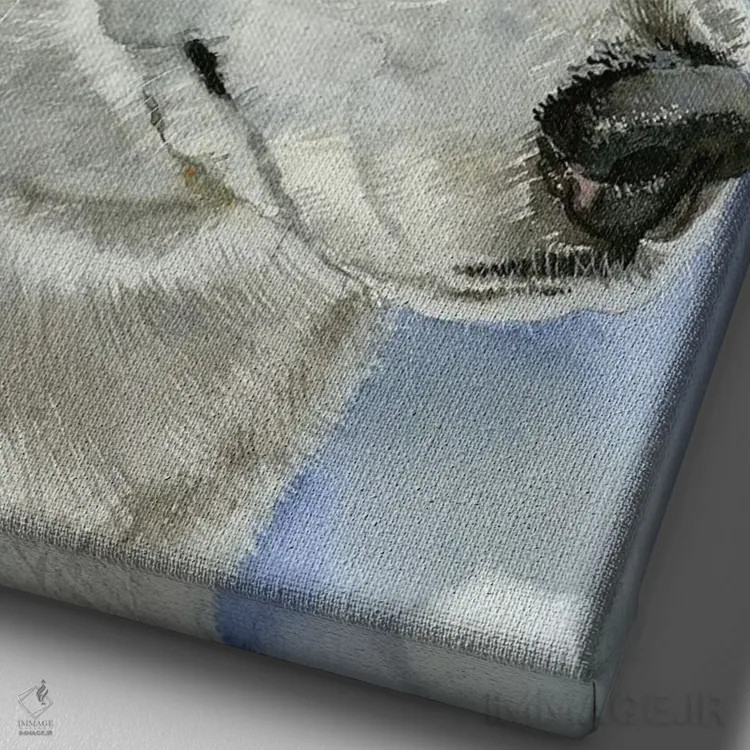 تابلو دکوراتیو آبی یخی اثر جودیت استاین - نمای نزدیک بافت بوم