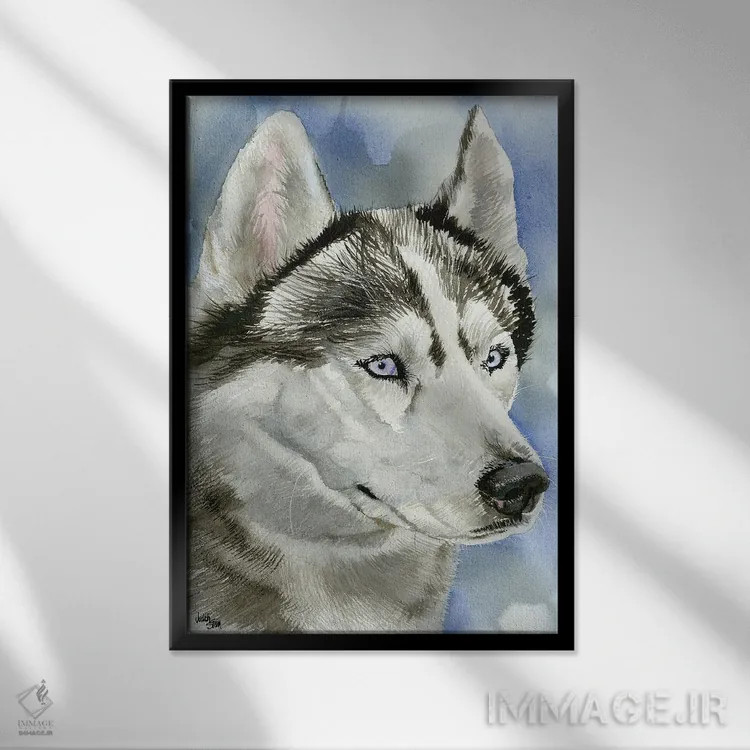 تابلو دکوراتیو آبی یخی اثر جودیت استاین - نمای قابدار مشکی