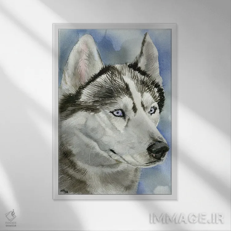 تابلو دکوراتیو آبی یخی اثر جودیت استاین - نمای قابدار سفید