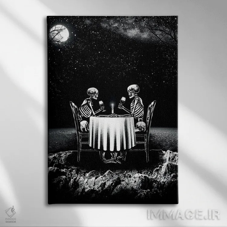 تابلو دکوراتیو شام دونفره اثر جنید مورتیمر - نمای روبهرو روی دیوار