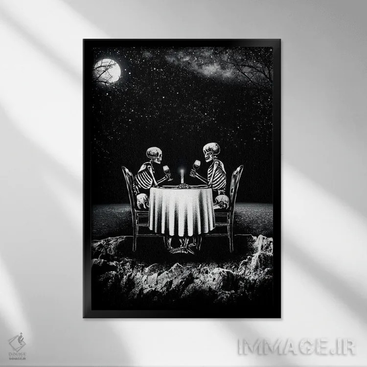تابلو دکوراتیو شام دونفره اثر جنید مورتیمر - نمای قابدار مشکی