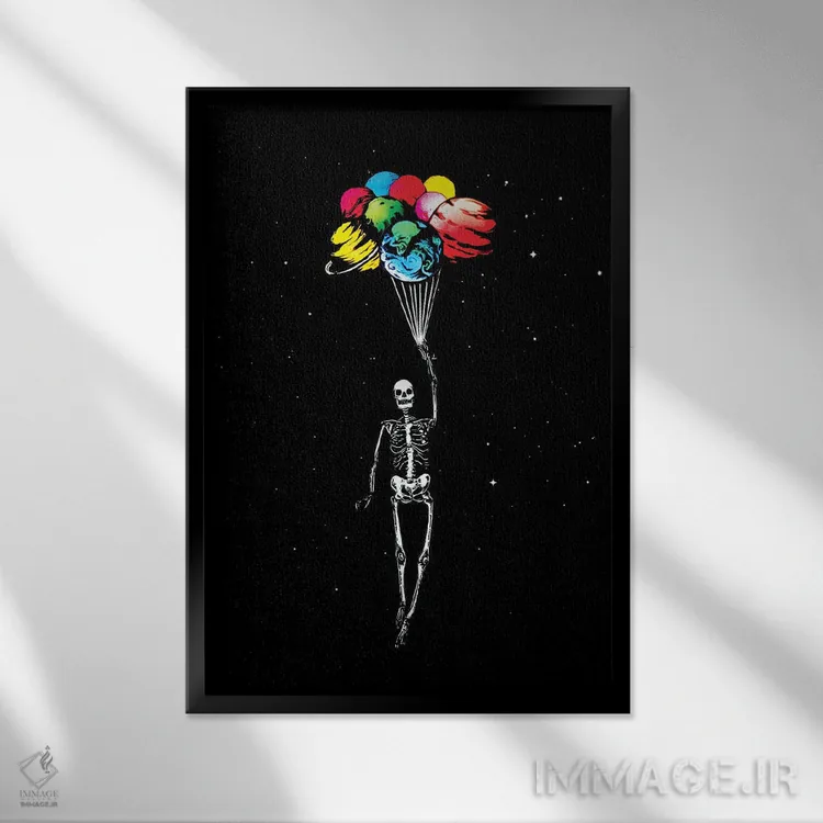 تابلو دکوراتیو شناور شدن به دوردست اثر جنید مورتیمر - نمای قابدار مشکی